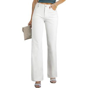 Sidefeel Women's Wide Leg Jeans Casual High Waisted Straight Zimbaplatinum Denim Pants with Pockets M