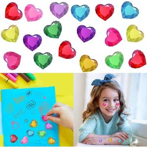 2 x Leesgel 180pcs 3D Heart Rhinestone Stickers - Valentine's Day Crafts Kit with Self-Adhesive Gems for Kids Party Favors, DIY Cards & Home Decor (Sparkling Colorful Designs)