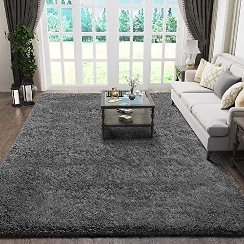 Ophanie 5x8 Area Rug, Upgrade Non-Slip Fluffy Soft Living Room Rugs, Shag Large Fuzzy Plush Carpets for Bedroom Grey, Shaggy Gray Kids Boys Girls Dorm Nursery Home Decor Aesthetic