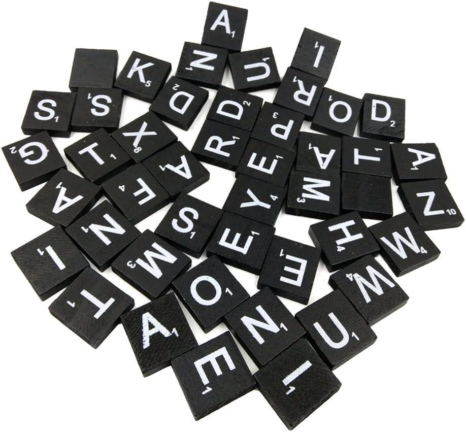 1000PCS Wooden Letter Tiles, A-Z Scrabble Letters for Crafts, Phonics, Spelling, Alphabet Tiles Crossword Game Replacement Pieces, Wall Decor Letters, Black