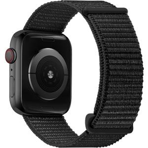 Sport Loop Nylon Band Compatible with Apple Watch Series 11/10/9/8/7/6/5/4 SE Ultra 3/2/1 49mm 46mm 45mm 44mm, Adjustable Comfortable Braided Rugged Strap for iWatch Women Men, Black