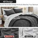 MUXHOMO 7 Pieces Oversized King Comforter Set, Reversible Bed in a Bag Oversized King Size, All Season Bedding Set with Comforter, Flat Sheet, Fitted Sheet, Pillowcases & Shams, Dark Grey & Light Grey