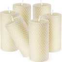Honeycomb Surface Beeswax Pillar Candle Bulk - Hand Rolled Pure Natural Beeswax Candles 2 x 4 inch, Great for Home Decor, Best Choice for Mother Father or Sister Gift - 6 Pack Ivory White
