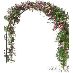 Queension Metal Arch Backdrop Stand 7Ft Wide 7.7Ft High, Wedding Arch Frame for Wedding Decorations, Balloon Arch Stand with Base for Ceremony, Outdoor Garden Arch Trellis for Climbing Plants, Black