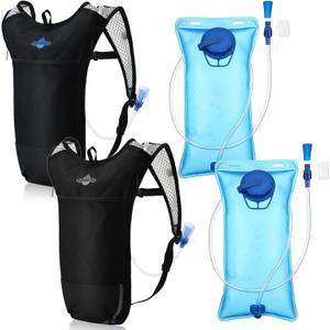 2 Pack Hydration Backpack Pack with 2l Water Bladder, Hydration Water Backpack with Hydration Bladder Hiking Running Cycling Biking Water Backpack for Men and Women (Blue, White)