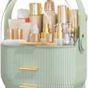 NestOrganix Makeup Organizer Skincare Organizers - Cosmetic Display Cases with Transparent Cover, SkinCare Organizers for Bathroom Countertop, Bedroom Vanity Desk, Lipstick Organizer, Green