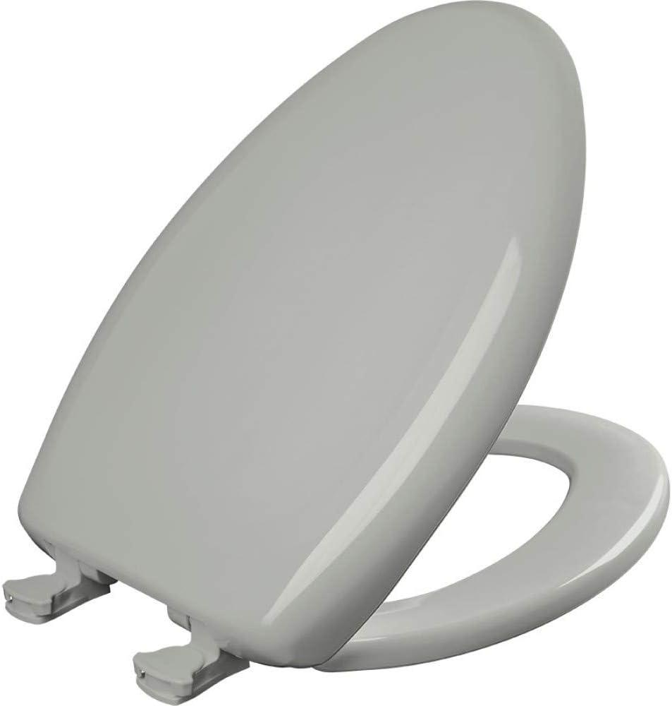 Bemis Classic Colors Slow Close Toilet Seat, Easy Clean Hinges and Durable Plastic Seat, Made in USA, Elongated, Ice Grey