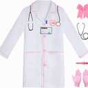 Doctor Costume for Kids Veterinarian Costume for Girls Doctor Dress Up Vet Lab Play Halloween (3-5 Years)