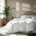 Serta Goose Feather Down Fiber Comforter Queen Size - 100% Cotton Cover Duvet Insert - Hotel Luxury Hypoallergenic Bedding Comforter All Season Medium Warmth 90 x 90 Inch White