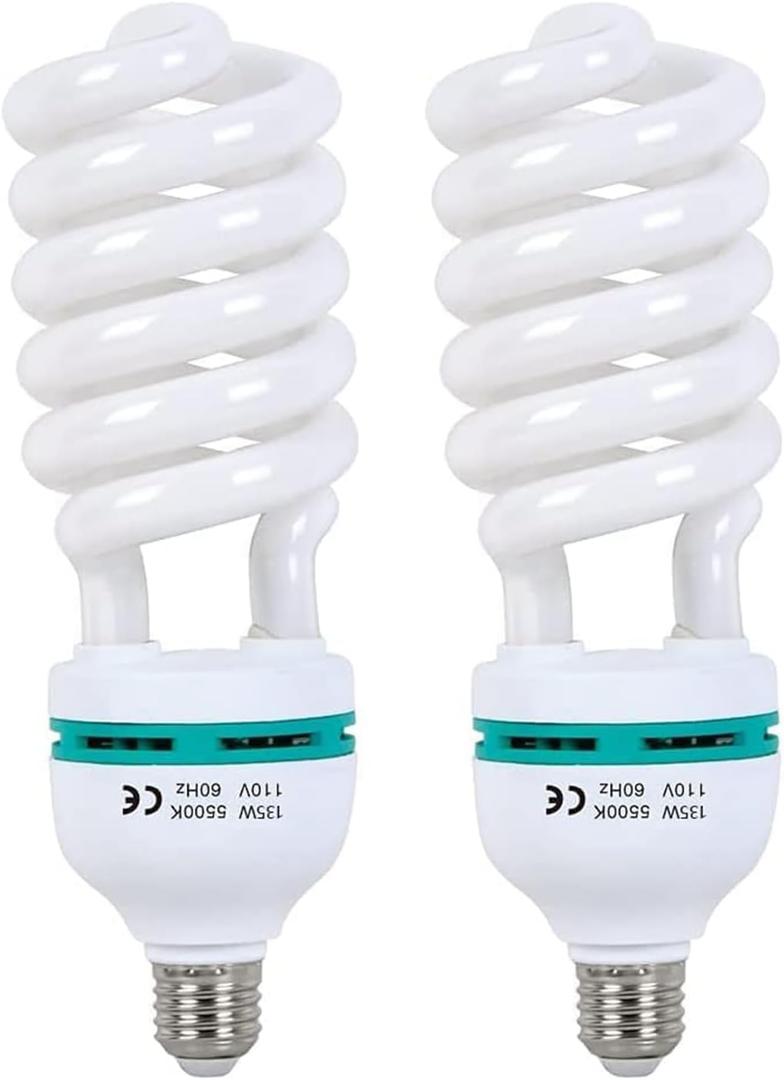 Skytex 2pcs 135W Light Bulb 5500K CFL Daylight Spiral Softbox Lighting Kit Bulb in E27 Socket for Photography Photo