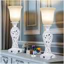 20" Vintage Table Lamp Set of 2 for Living Room, Rustic Farmhouse Bedside Lamps for Bedroom, 3-Way Dimmable Desk Lamps with Nightlight and 2 USB Ports, Traditional Nightstand Lamps with Glass Shade