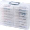 novelinks Transparent 4" x 6" Photo Organizers and Photo Storage Box with Handle, 16 Inner Photo Cases, Portable Picture Organizers & Photo Storage Containers (Clear-Silver Handle)