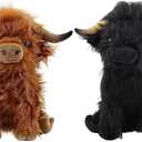 Scottish Highland Cow Plush Toys 11.8inch Soft and Cuddly Plush Stuffed Animals Suitable for Farm Home Decor,Gift for Kids (Brown&Black)
