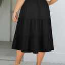 Women's Plus Size Casual Summer Midi Skirt with Pockets 1X-4X Tiered Lightweight A-line Skirts (Brown, XL)