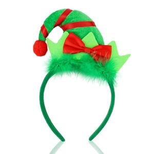 KEUKORZ Christmas Elf Hat Headbands Green Elf Costume Bow Headband Holiday Costume Accessories Christmas Party Accessories