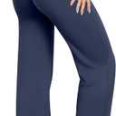 OQQ Yoga Pants Women High Waist Stretch Casual Soft Straight Leg Bottoms (Blue, XL)