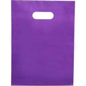 Merchandise Bags Purple Color 100 Count 9"x12" Size 1.5Mil With Handles