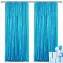 Yblut Turquoise Sequin Backdrop Curtain 2 Pieces 2FTx8FT Glitter Photography Backdrop for Party Wedding Birthday Christmas Decorations