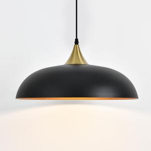 17.7" Large Pendant Light Fixtures, Dome Black and Gold Pendant Lights,Adjustable Pendant Lamps for Dining Room,Kitchen Island, Black and Gold + 18in