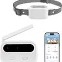 GPS Wireless Dog Fence System with App Control - No Subscription & No Wire, up to 984 FT IPX7 Waterproof Electric Pet Containment Collar with Beep/Vibration/Shock, Support up to 5 Dogs(White)