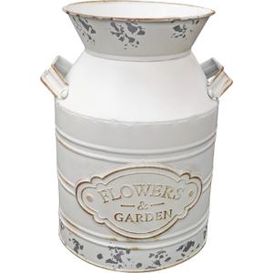 Soyizom Vintage Rustic Farmhouse Galvanized Metal Shabby Chic Flower Vase Watering Can Tin Jug French Style Bucket Pot Pitcher Flower Holder Vase with Handle for Kitchen Garden Decor Large,9.8" H