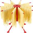 Cambom Foldable Pasta Drying Rack- Plastic Spaghetti Noodle Dryer with 10 Bar Handles Red