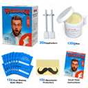 Max Value Nose Wax Kit | 120g Wax, 30 Applicators | Painless Nasal & Ear Hair Removal for Men & Women | Includes 15 Balm Wipes & 10 Mustache Guards | Lasts up to 6 Weeks