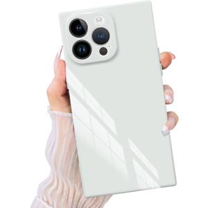 Compatible with iPhone 15 Pro Max Case Rectangle for Women Men, Soft TPU Shockproof Full Lens Protection, Works with Magnetic Wireless Charging Cover Phone Case for iPhone 15 Pro Max White