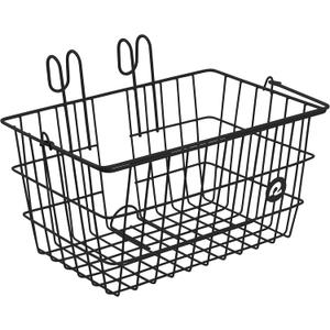 Retrospec Apollo-Lite Lift-Off Bike Basket - Detachable Steel Handlebar Basket with Carrying Handle for Commuting, Shopping & Beach Trips - 14.5in x 9.5in Weather-Resistant Biking Gear (Black)