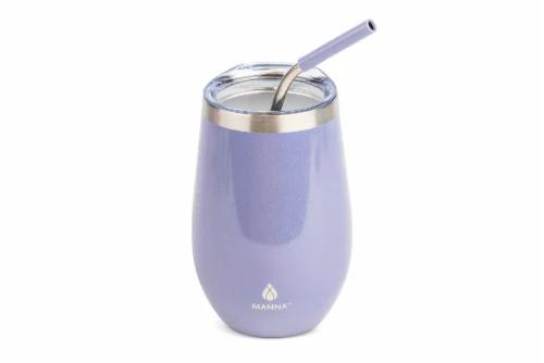 Manna Double Wall Insulated Stainless Steel Stemless Wine Cup Tumbler with Splash-Proof Sliding Lid - 12 Oz