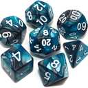 7Pcs DND Dice Set RPG Polyhedral Dice for Dungeon and Dragons MTG D&D D20 D12 D10 D8 D6 D4 (Lake Blue & Silver)