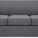 H.VERSAILTEX 4 Piece Stretch Sofa Covers for 3 Cushion Couch Covers for Living Room Furniture Slipcovers (Base Cover Plus 3 Seat Cushion Covers) Upgraded Thicker Jacquard Fabric (Sofa, Grey) (Large)