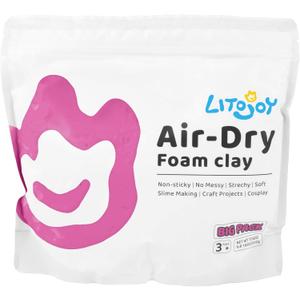 Pink Air Dry Foam Clay - Modeling, Soft, Light Weight for School Supply, Art Projects, Deco Flower Mirror, Cosplay Props, Fake Bake, Slime Supplies- 1.1 Lbs / 500 Grams (Pink)