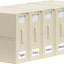 SheetCube Bed Sheet Organizers and Storage 6 Pack, Foldable Linen Closet Organizer with Window and Label, Bedding Folder Storage Box Container for Blanket, Duvet Cover Set, Bed Sheet Set - Beige