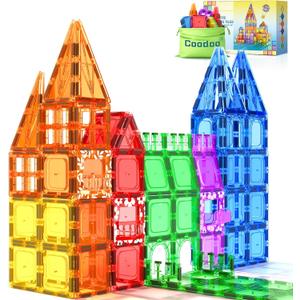 Coodoo 60 PCS Magnetic Building Tiles Kids Toys STEM Magnetic Blocks Sensory Toys Kids Games Magnet Building Toy for Boys and Girls Aged 3+, Kid Brain Development Preschool Kindergarten Toddler Toy