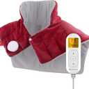 Heating Pad for Neck and Shoulders and Back, Comfytemp Weighted Electric Heat Pad for Warmth, 2.6lb Large Heated Wrap, 9 Heat Settings, 11 Auto-Off, Women Men Birthday Gifts Red