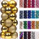 Emopeak 24Pcs Mini Christmas Balls Ornaments for Xmas Tree - 1.2 Inch Small Shatterproof Christmas Tree Decorations Hanging Ball for Holiday Wedding Party Decoration Gold