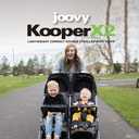 Joovy Kooper X2 Double Stroller, Lightweight Travel Stroller, Compact Fold with Tray, Olive