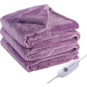 Electric Heated Blanket Full Size 72"x84",Fast Heating, Soft Plush Microplush for Bed & Couch, 10 Hours Auto Off 5 Heating Levels, Machine Washable, Gifts for Grandma & Family-Light Purple