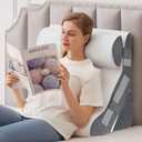 MEGCXIT 3PCS Bed Wedge Pillow for Headboard, Adjustable Wedge Pillow for Sleep Apnea, 23” Wide Triangle Pillow Wedge Set for After Surgery, Acid Reflux Relief, Snoring, Neck&Back Support, White/ Grey