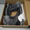 ANGRYRAM Winter Steel Toe Boots for Women Warm Insulated Non Slip Snow Boots Comfortable Work Shoes Mid Calf Faux Fur Furry Snow Shoes for Industry Construction Outdoor Winter (7.5, Grey)