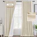 Linen Blackout Curtains 84 Inch Length For Living Room Bedroom Black Out Drapes Thermal Insulated Room Darkening Window Curtain Nursery Curtains Neutral Rustic Farmhouse, 52"W x 84"L, Bleached Sand
