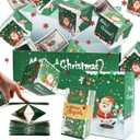 Surprise Gift Box Explosion for Money, Unique Folding Bouncing Red Envelope Gift Box with Confetti, Cash Explosion Luxury for Birthday Anniversary Valentine Proposal (15 Bounces) (Green Christmas)