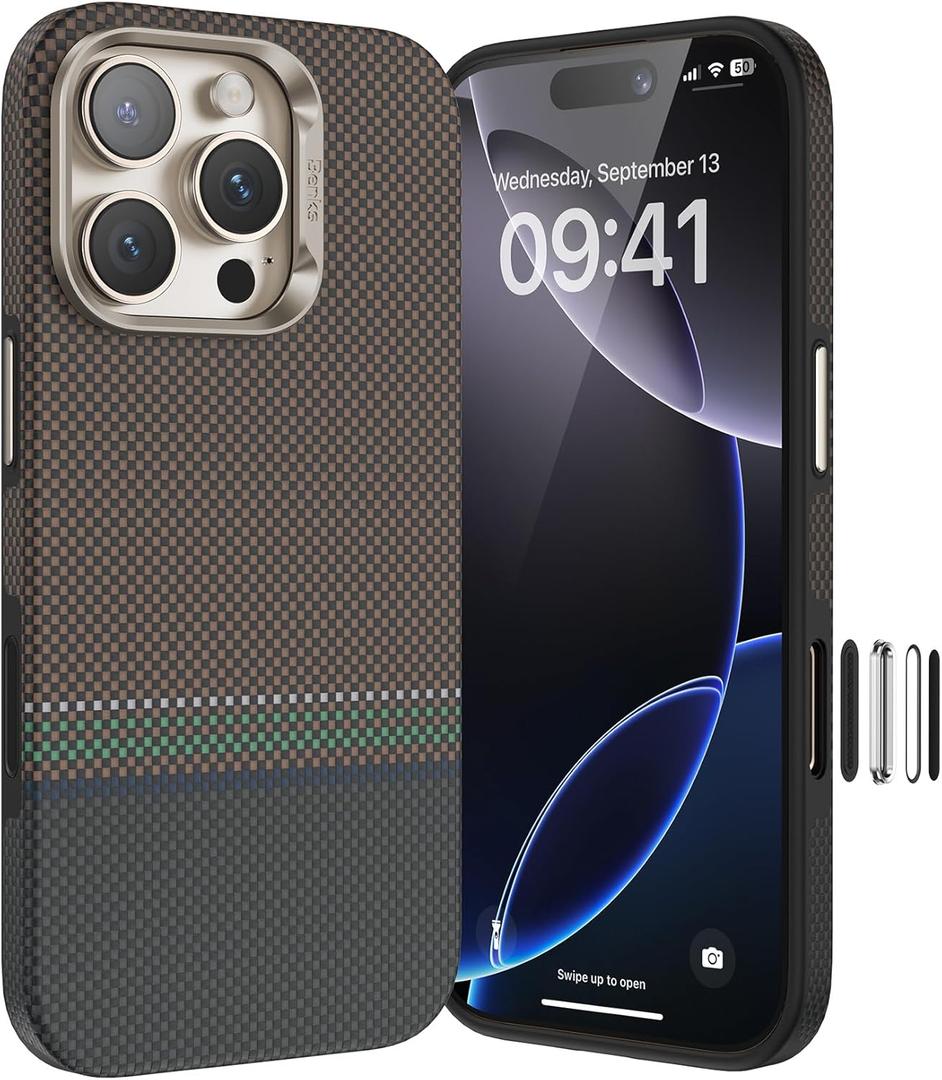 BENKS Prestige ArmorPro Case for iPhone 16 Pro with Camera Control Button, [Compatible with Magsafe] Full-Boby Protective Case Made with Dupont Kevlar 1000D Aramid Fiber