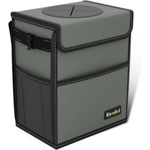 K KNODEL Car Trash Can, Waterproof Garbage Can, Trash Bag with Lid, Leak-Proof Car Bin, Trash Hanging Bag for SUV (Medium, Gray)