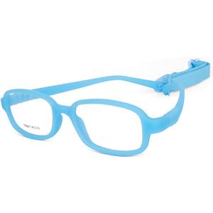 AQWANO Children Optical Glasses Frame tr90 Flexible Bendable One-piece Safe Eyeglasses Girls Boy (M-square-sky Blue)