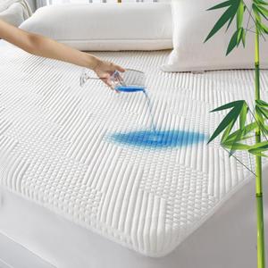 GRT Waterproof California King Mattress Protector Rayon Bamboo - 3D Air Fiber Cooling Mattress Cover Breathable Ultra Soft, Mattress Pad Noiseless Fits up to 26'' Deep Pocket Machine Washable