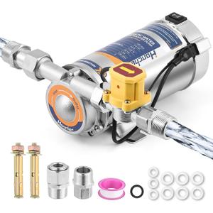 Hanchen Water Pressure Booster Pump SUS 304 Pump Head, 1/4 HP Automatic Home Booster Pump with Flow Switch