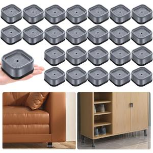 shouwuhho 24 Pack Furniture Risers Adjustable Bed Risers Heavy Duty Lifts Height 1", Square Stackable Bed Risers 1, 2 or 3 Inch for Desk Leg Table Couch Sofa Chair Bed Frame Legs Dorm, Gray