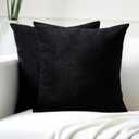 Encasa XO Thick Chenille Throw Pillow Covers Set of 2 | Black - (18"x18") (45x45 cm) | Decorative Accent Square Throw Pillow Cases for Couch, Home Decor, Sofa